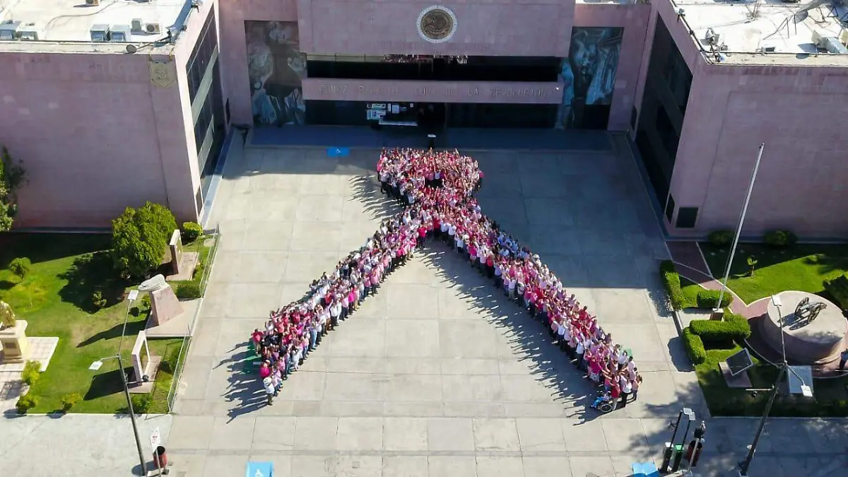 29 Gómez Palacio se une en lazo rosa contra el cáncer de mama